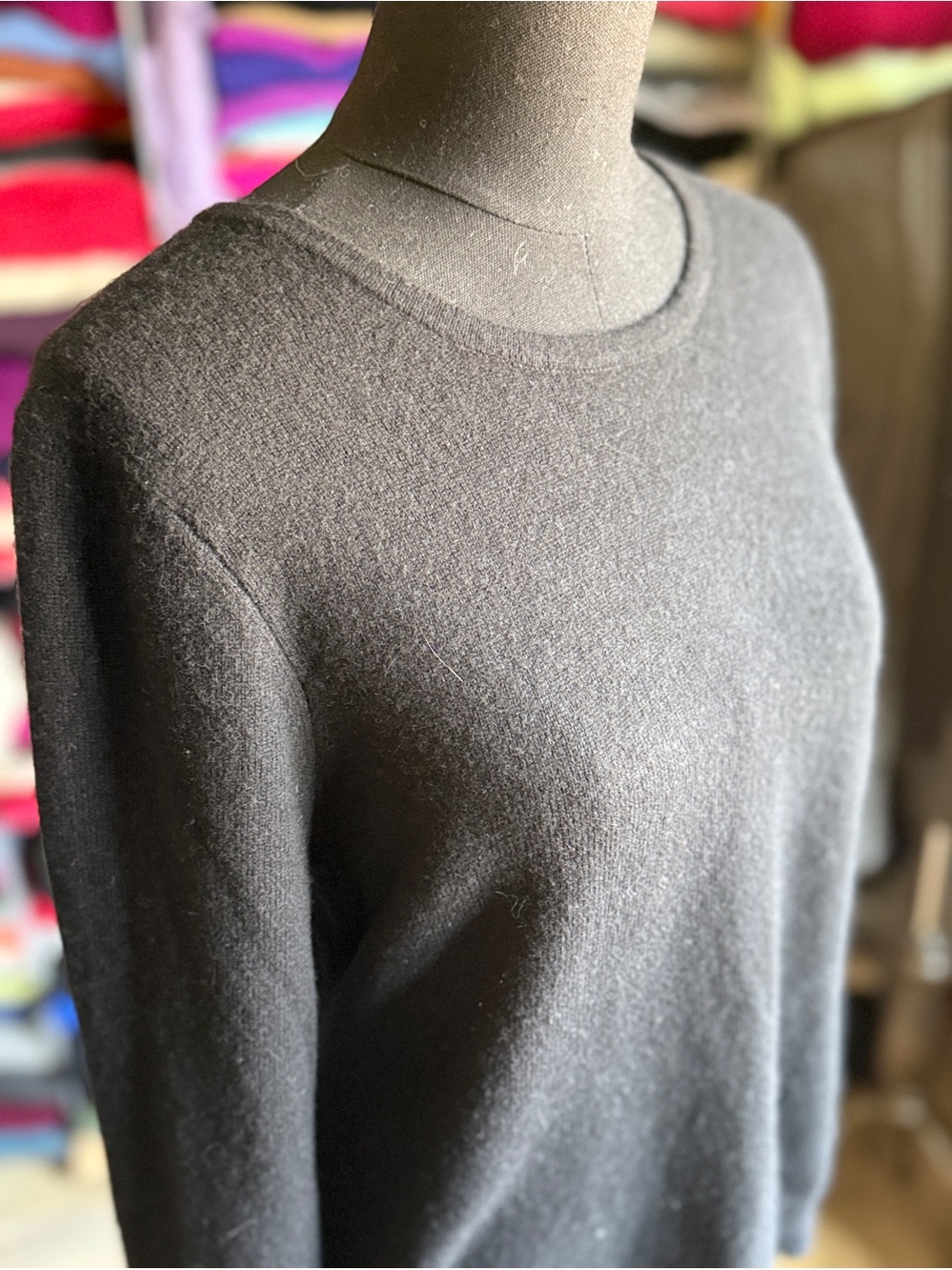 Cashmere Crewneck Sweater in  Soft Black.